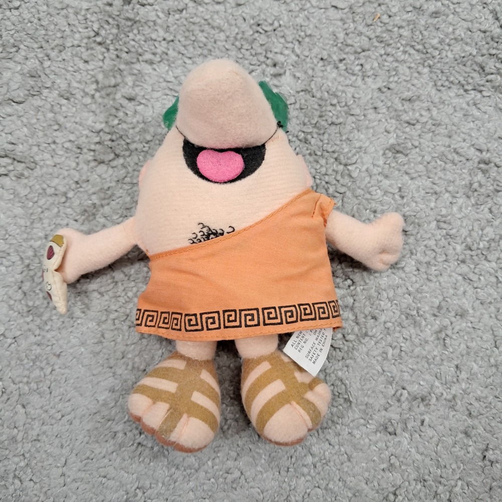 Vintage 1990 Little Caesars Mascot Plush 6" Pizza Pizza Advertising Toy Figure